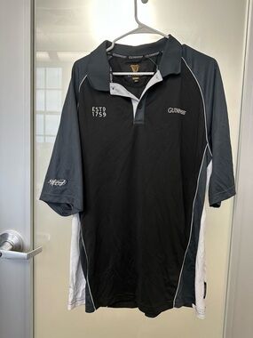 Guinness Men's XXL Black White Sport Golf Rugby Polo Shirt ESTD 1759 Embroidered